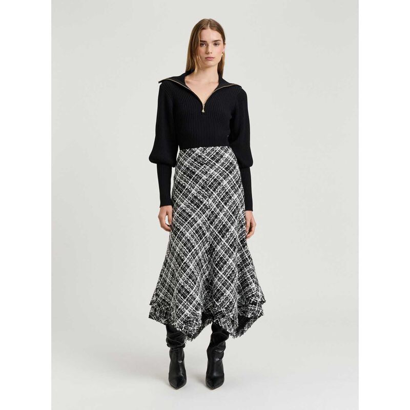 Veronika Maine Wide Check Tweed Skirt image number 3